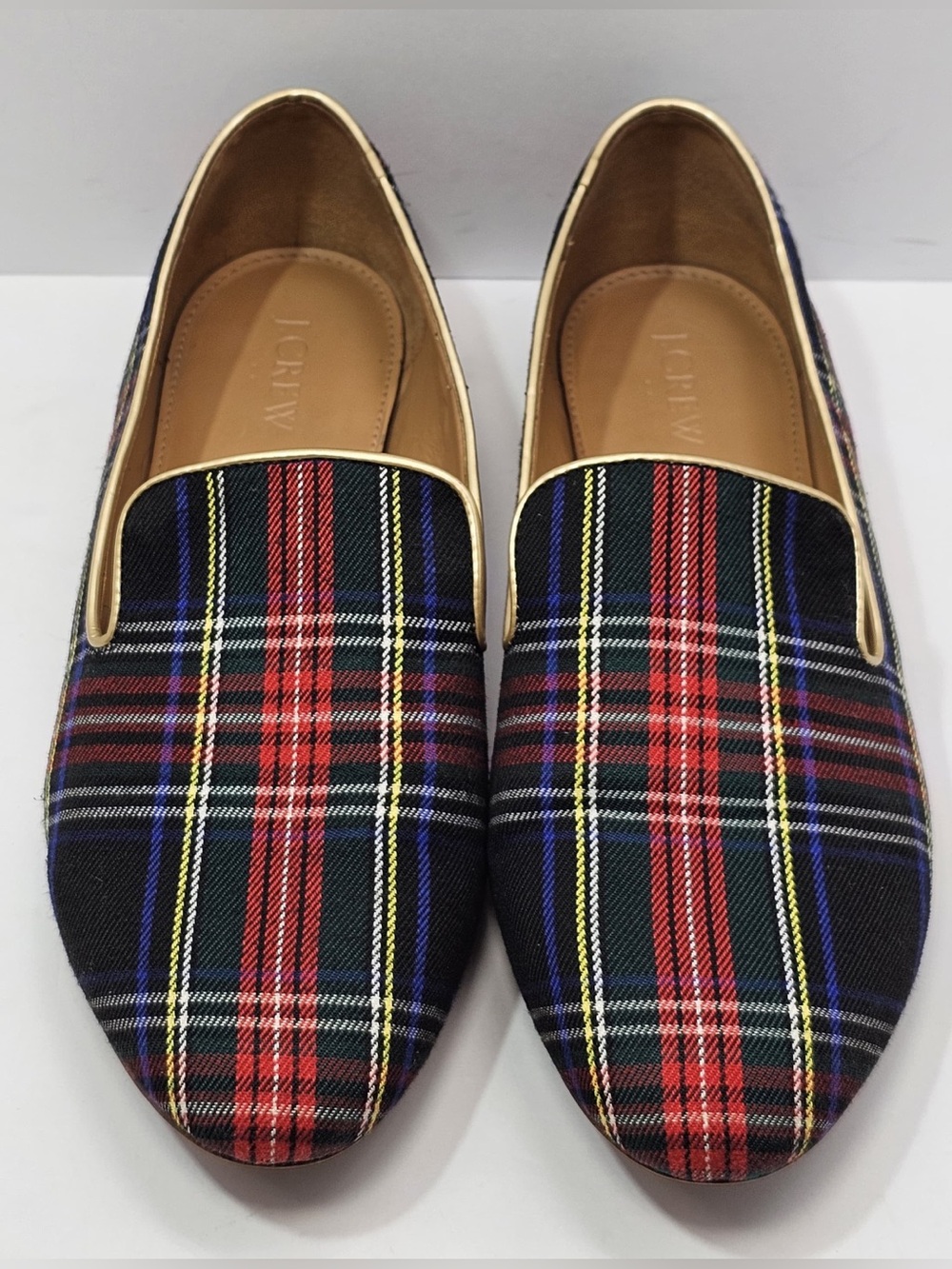 J.Crew Tartan Plaid Smoking Slippers Loafers Women’s Size 9